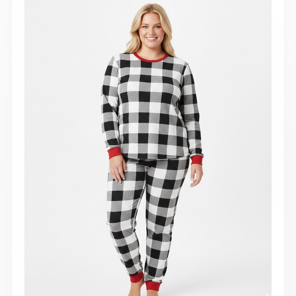 3XL Black and White Checkered unisex adult Christmas Pajamas cotton